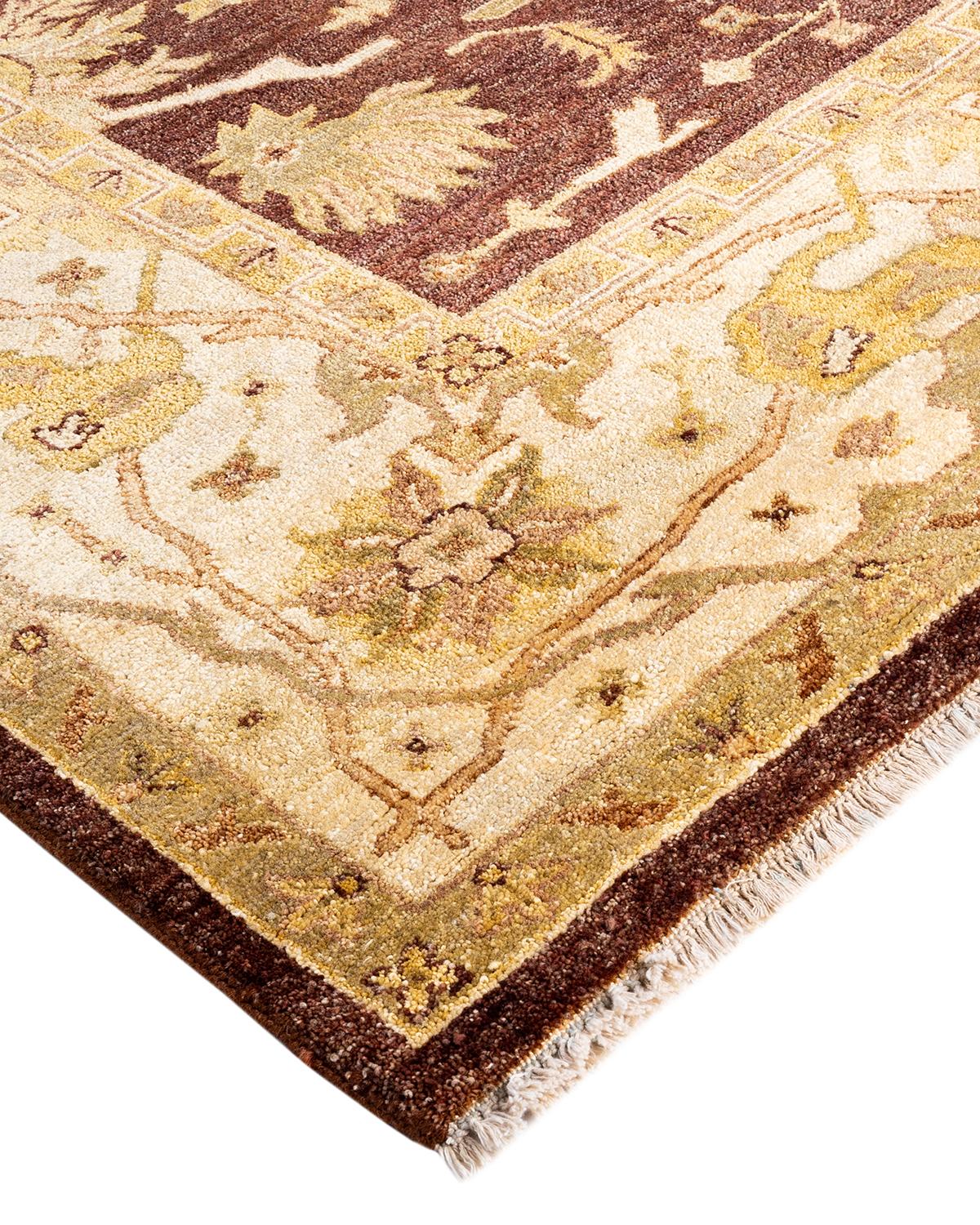 Originating centuries ago in what is now Turkey, Oushak rugs have long been sought after for their intricate patterns, lush yet subtle colors, and soft luster. These rugs continue that tradition. Hand-knotted of wool by skilled artisans, they will