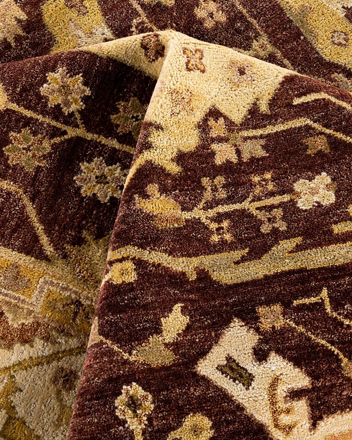 Traditional Oushak Hand Knotted Floral Wool Red Area Rug 7' 8