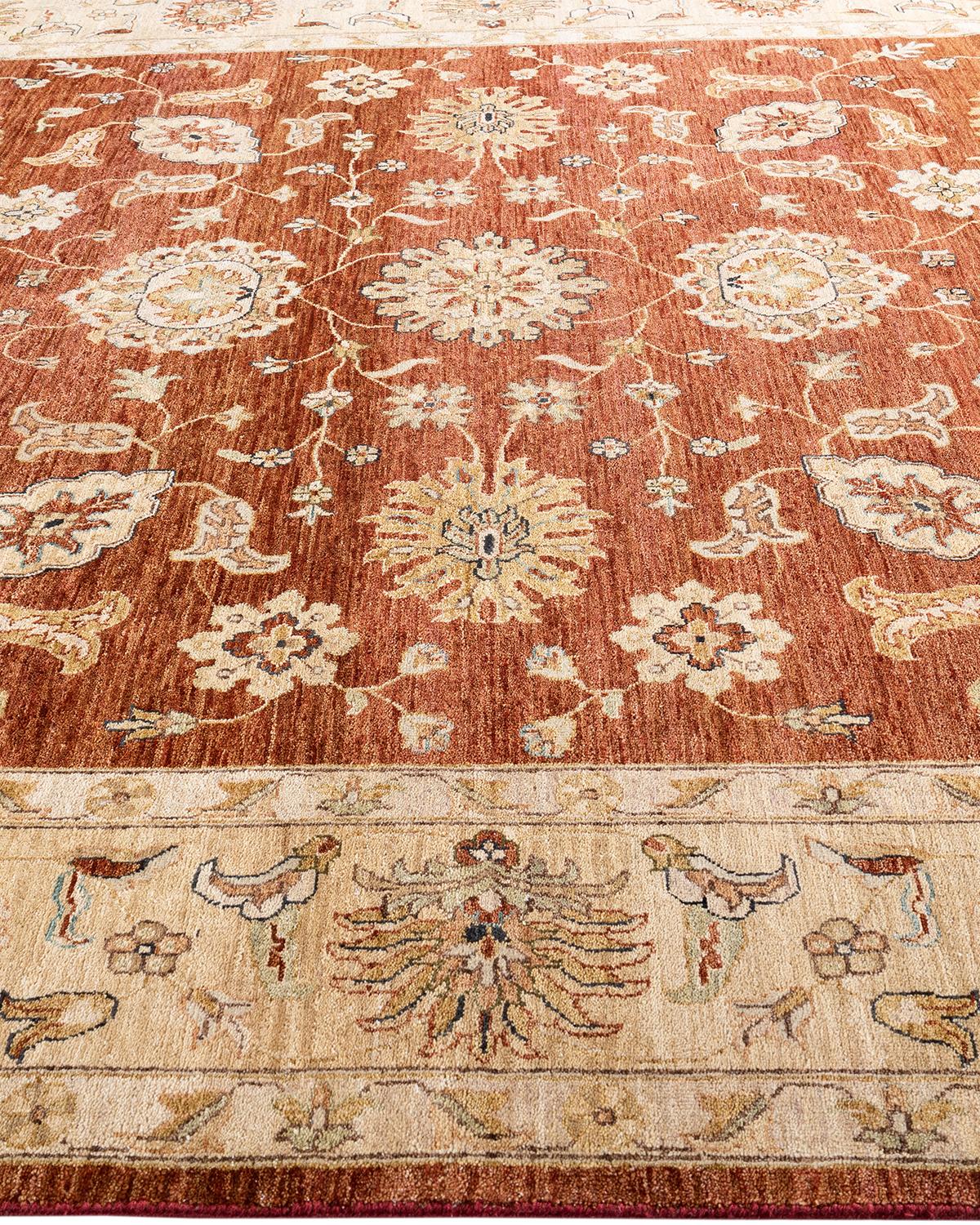 Annodato a mano Traditional Oushak Hand Knotted Floral Wool Rust Area Rug Rug 8' 3