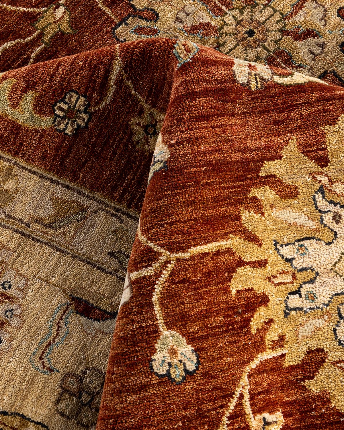Lana Traditional Oushak Hand Knotted Floral Wool Rust Area Rug Rug 8' 3