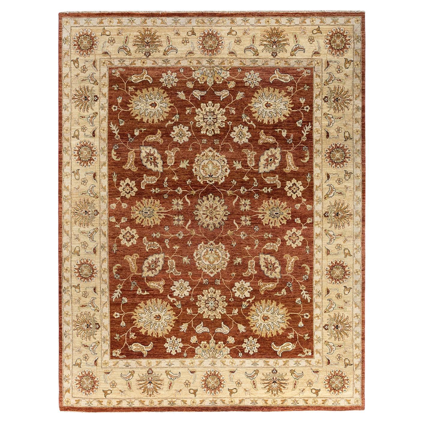 Traditional Oushak Hand Knotted Floral Wool Rust Area Rug 8' 3" x 10' 7"