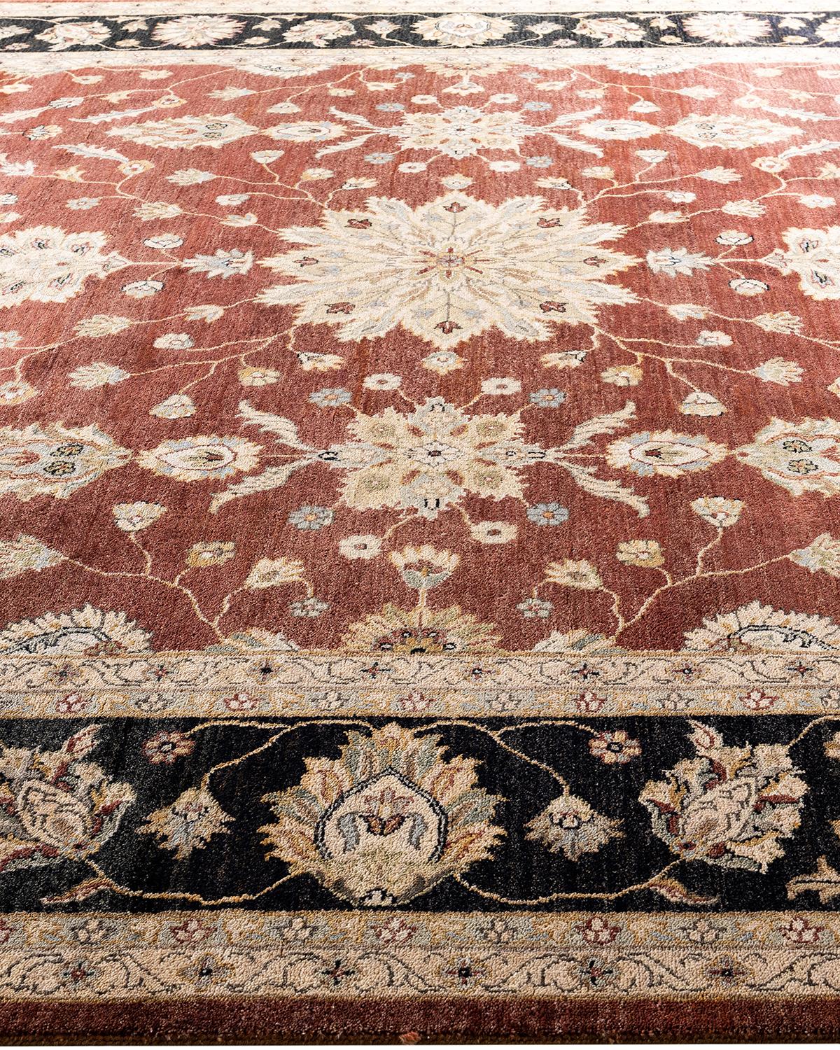 Noué à la main Tapis traditionnel Oushak noué à la main en laine rouille 9' 4