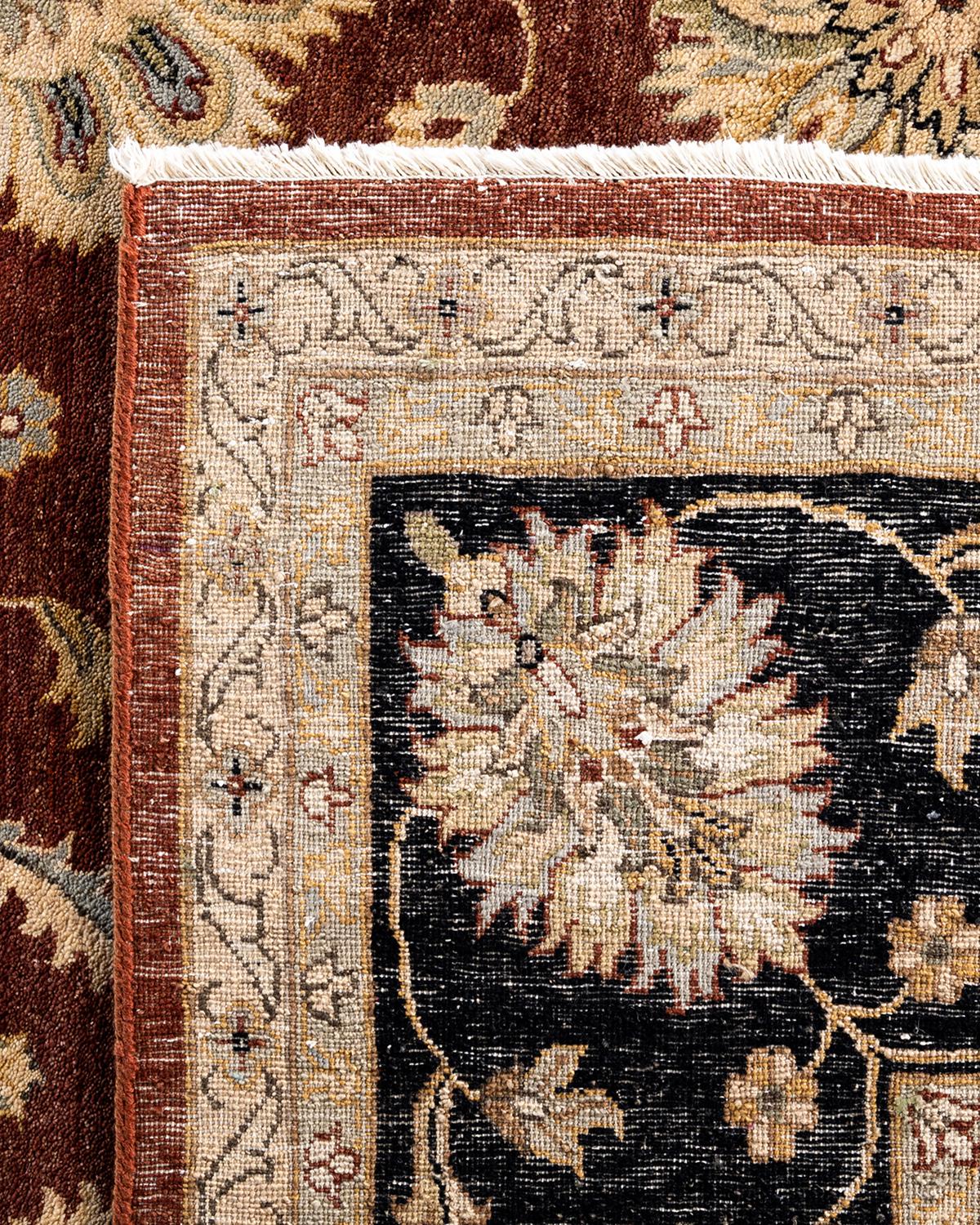 Tapis traditionnel Oushak noué à la main en laine rouille 9' 4