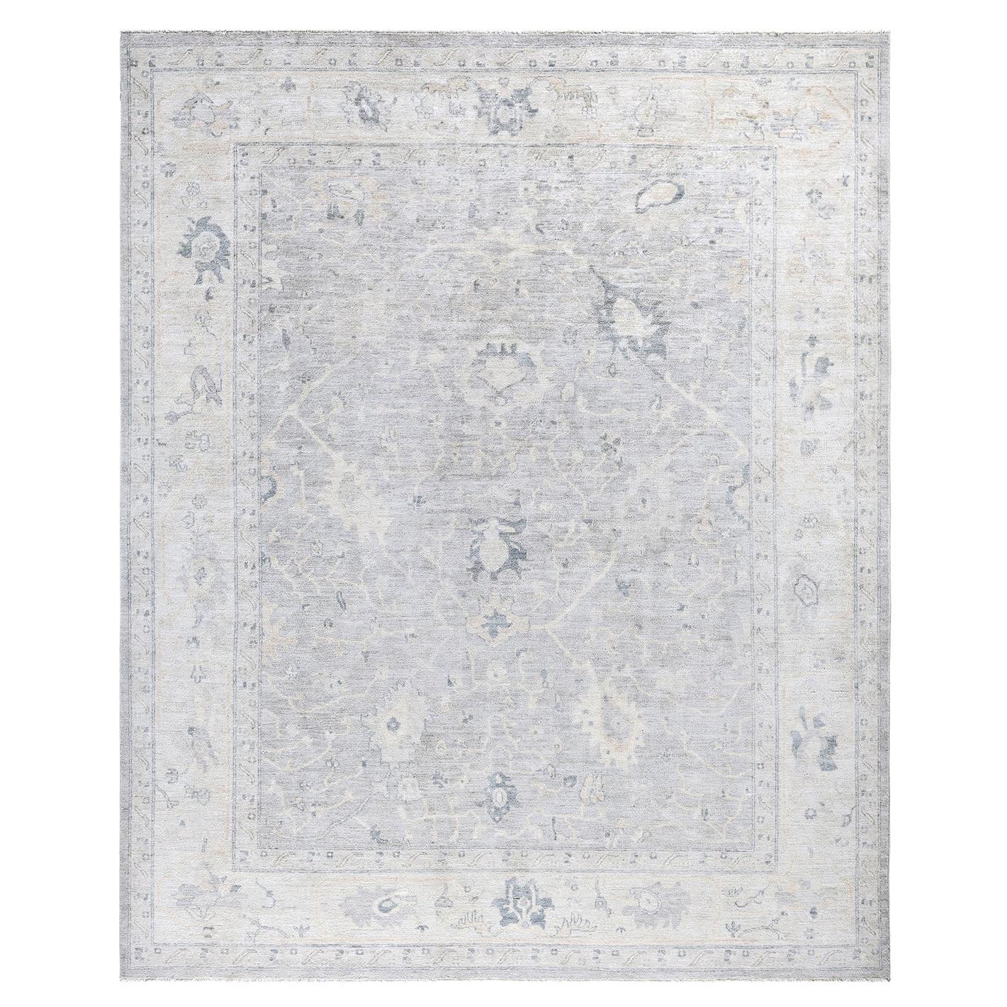 Traditional Oushak Hand Knotted Wool Beige Area Rug 7' 11" x 9' 9"