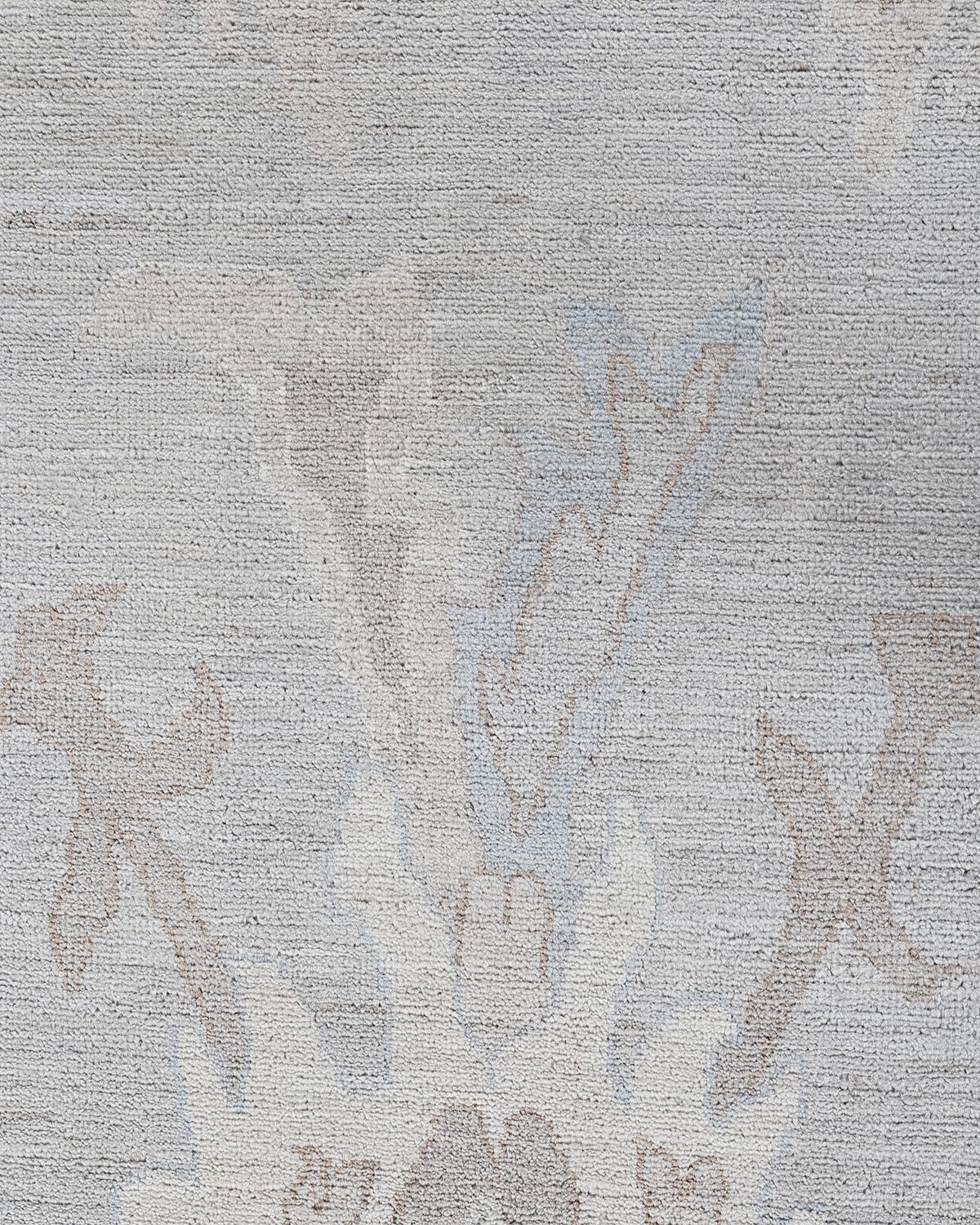 Alfombra tradicional Oushak de lana anudada a mano, color beige 8' 0