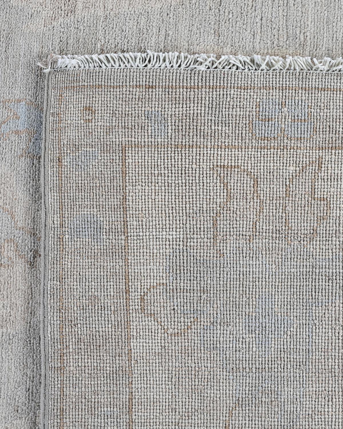 Alfombra tradicional Oushak de lana anudada a mano, color beige 8' 0