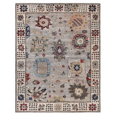 Traditional Oushak Hand Knotted Wool Brown Area Rug 7
 9" x 9
 11"