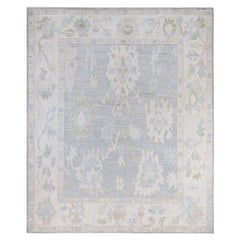 Traditional Oushak Hand Knotted Wool Gray Area Rug 8
 0" x 9
 9"