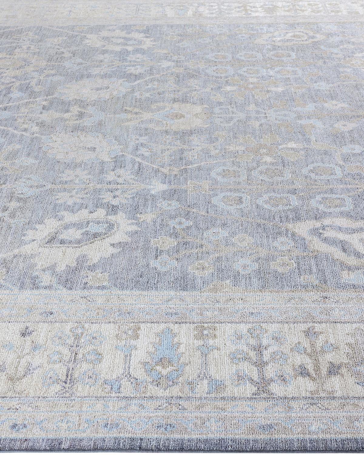 Traditioneller handgeknüpfter Oushak grauer Wollteppich 8' 10