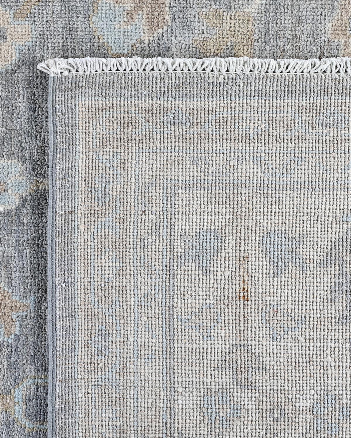 Traditioneller handgeknüpfter Oushak grauer Wollteppich 8' 10