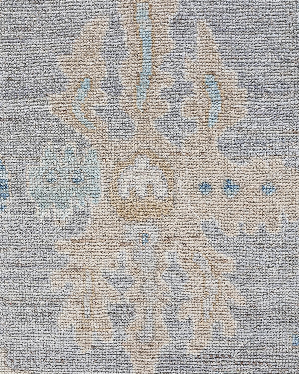 Pakistanais Tapis traditionnel Oushak noué à la main gris 9' 1