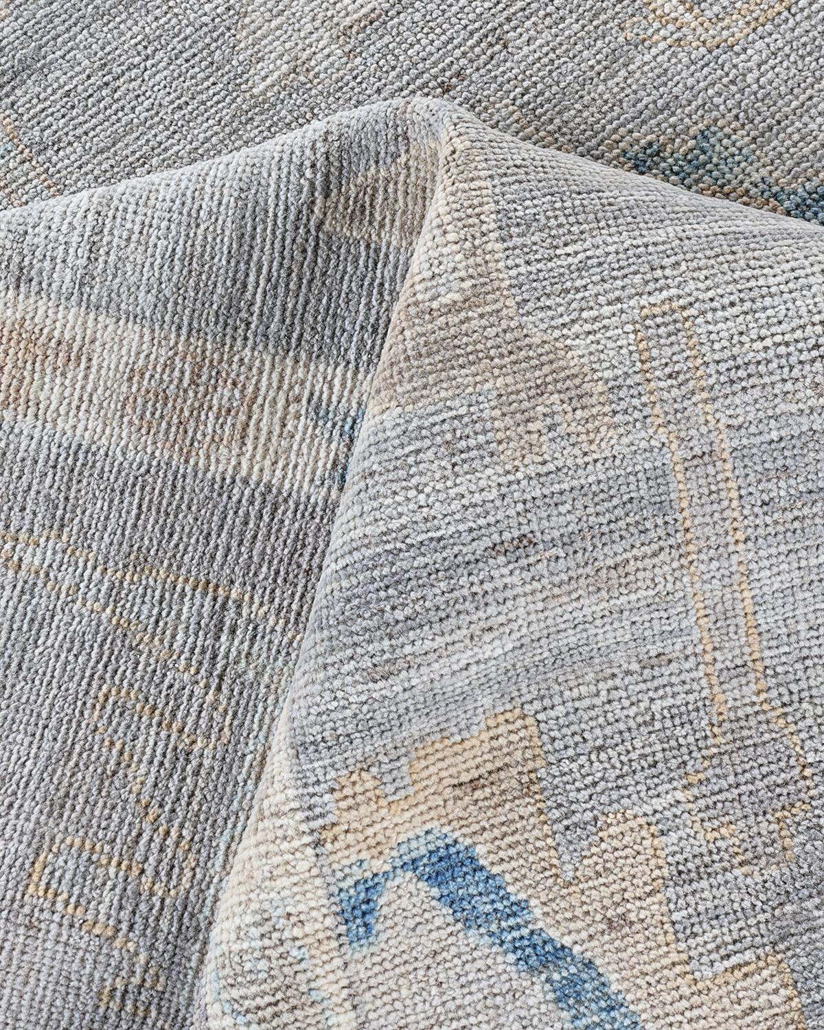 Laine Tapis traditionnel Oushak noué à la main gris 9' 1