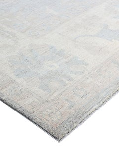 Traditional Oushak Hand Knotted Wool Ivory Area Rug 7' 10" x 9' 9"
