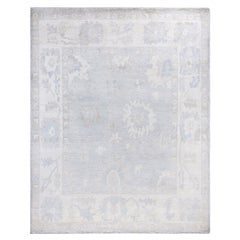 Traditional Oushak Hand Knotted Wool Ivory Area Rug 7' 10" x 9' 9"