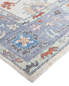 Traditional Oushak Hand Knotted Wool Ivory Area Rug 8' 10" x 12' 2"
