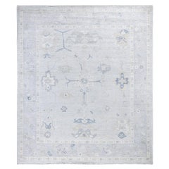 Traditional Oushak Hand Knotted Wool Ivory Area Rug 8' 2" x 9' 6"