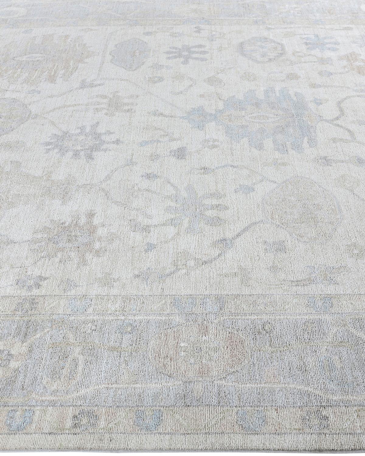 Noué à la main Tapis traditionnel d'Oushak en laine ivoire noué à la main 8' 3