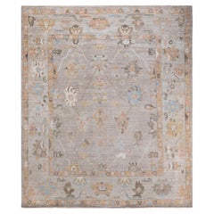 Traditional Oushak Hand Knotted Wool Ivory Area Rug
