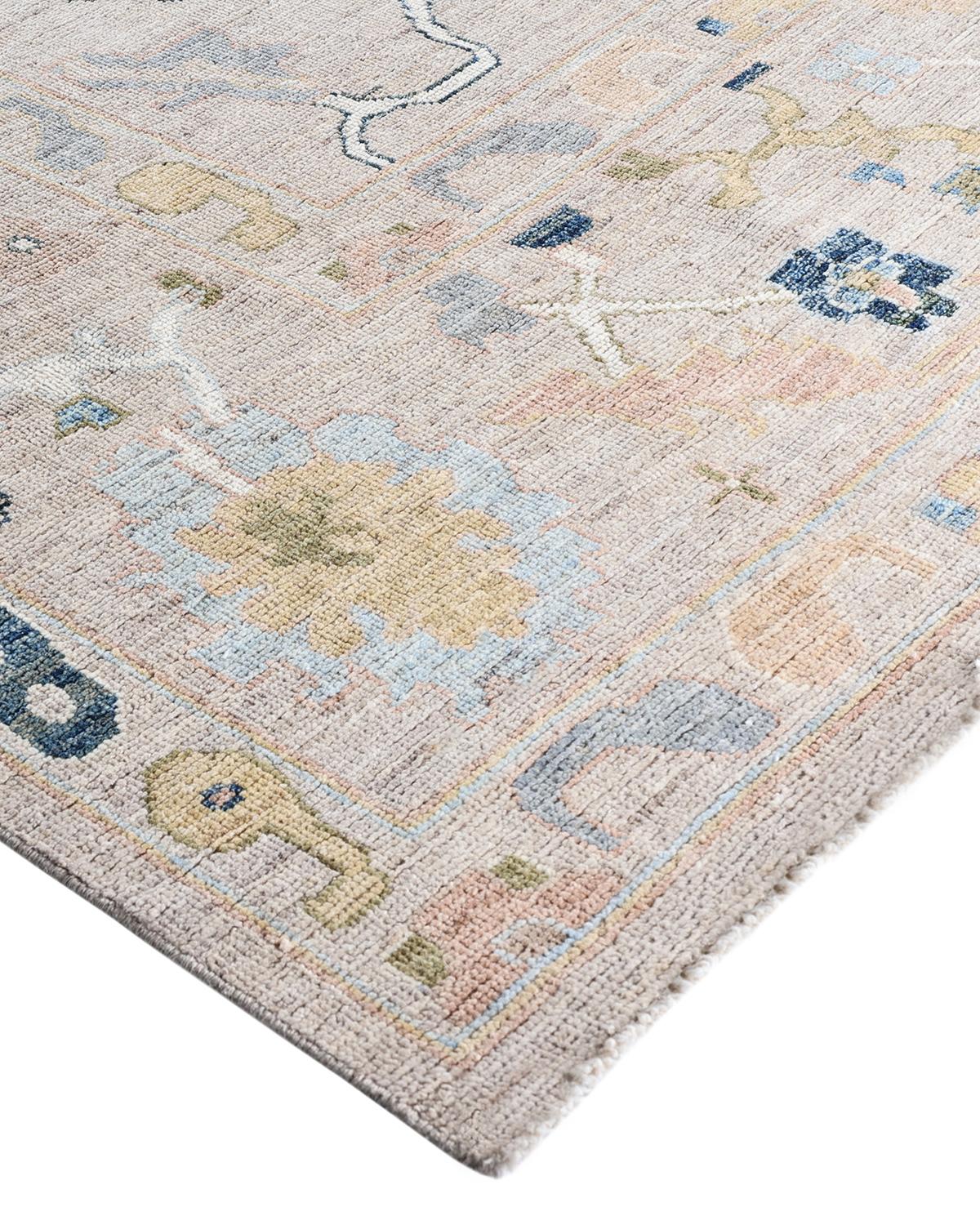 Originating centuries ago in what is now Turkey, Oushak rugs have long been sought after for their intricate patterns, lush yet subtle colors, and soft luster. These rugs continue that tradition. Hand-knotted of wool by skilled artisans, they will