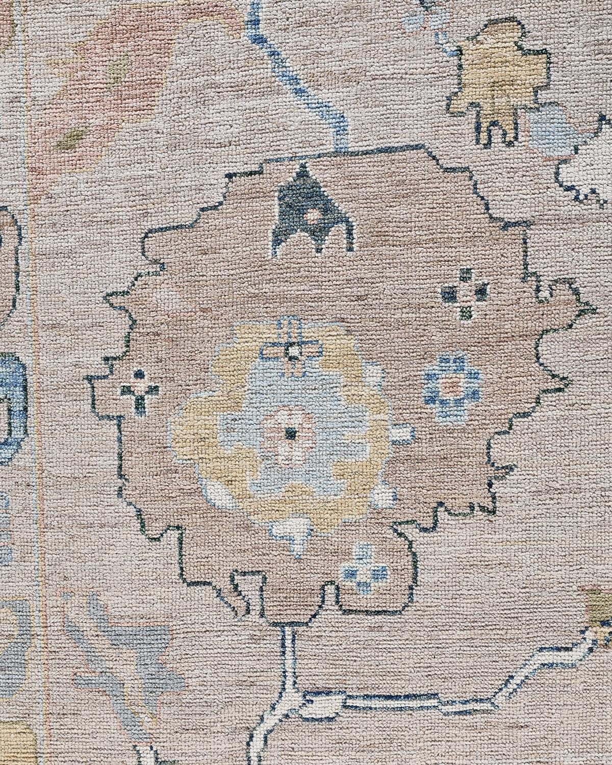 Pakistani Traditional Oushak Hand Knotted Wool Light Blue Area Rug 9' 1