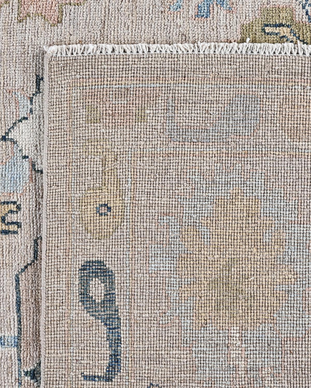 Traditional Oushak Hand Knotted Wool Light Blue Area Rug 9' 1