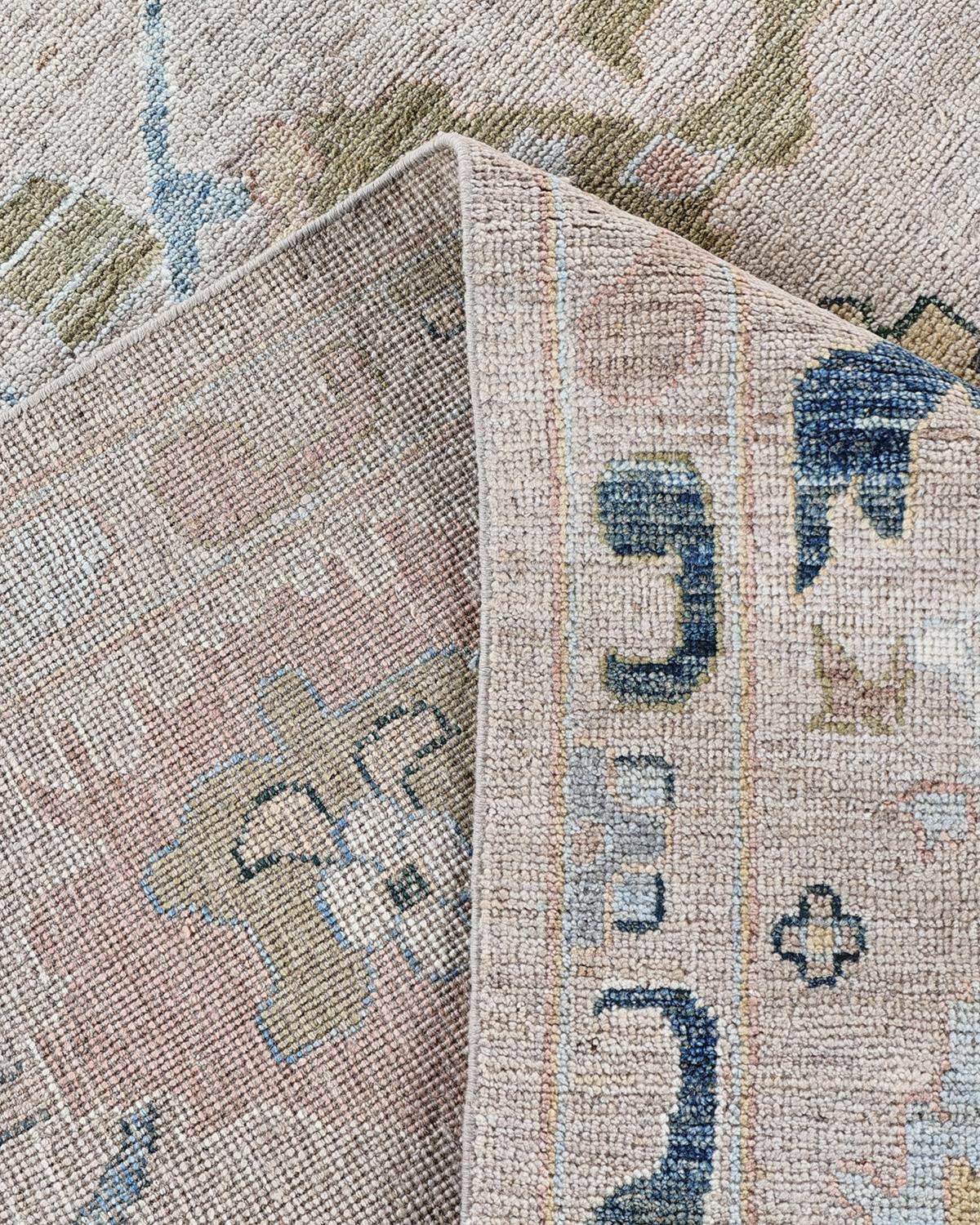 Contemporary Traditional Oushak Hand Knotted Wool Light Blue Area Rug 9' 1
