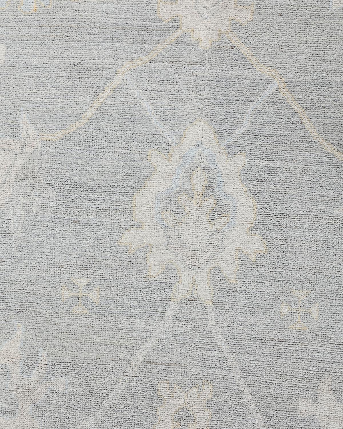 Pakistanais Tapis traditionnel Oushak noué à la main gris clair 7' 10