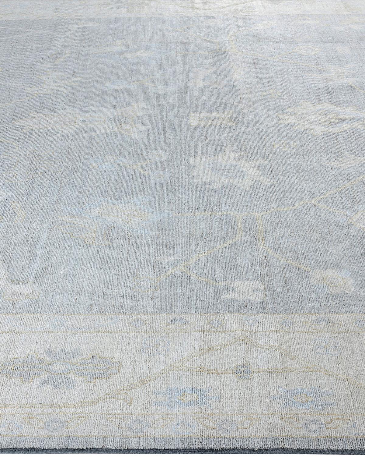 Noué à la main Tapis traditionnel Oushak noué à la main gris clair 7' 10