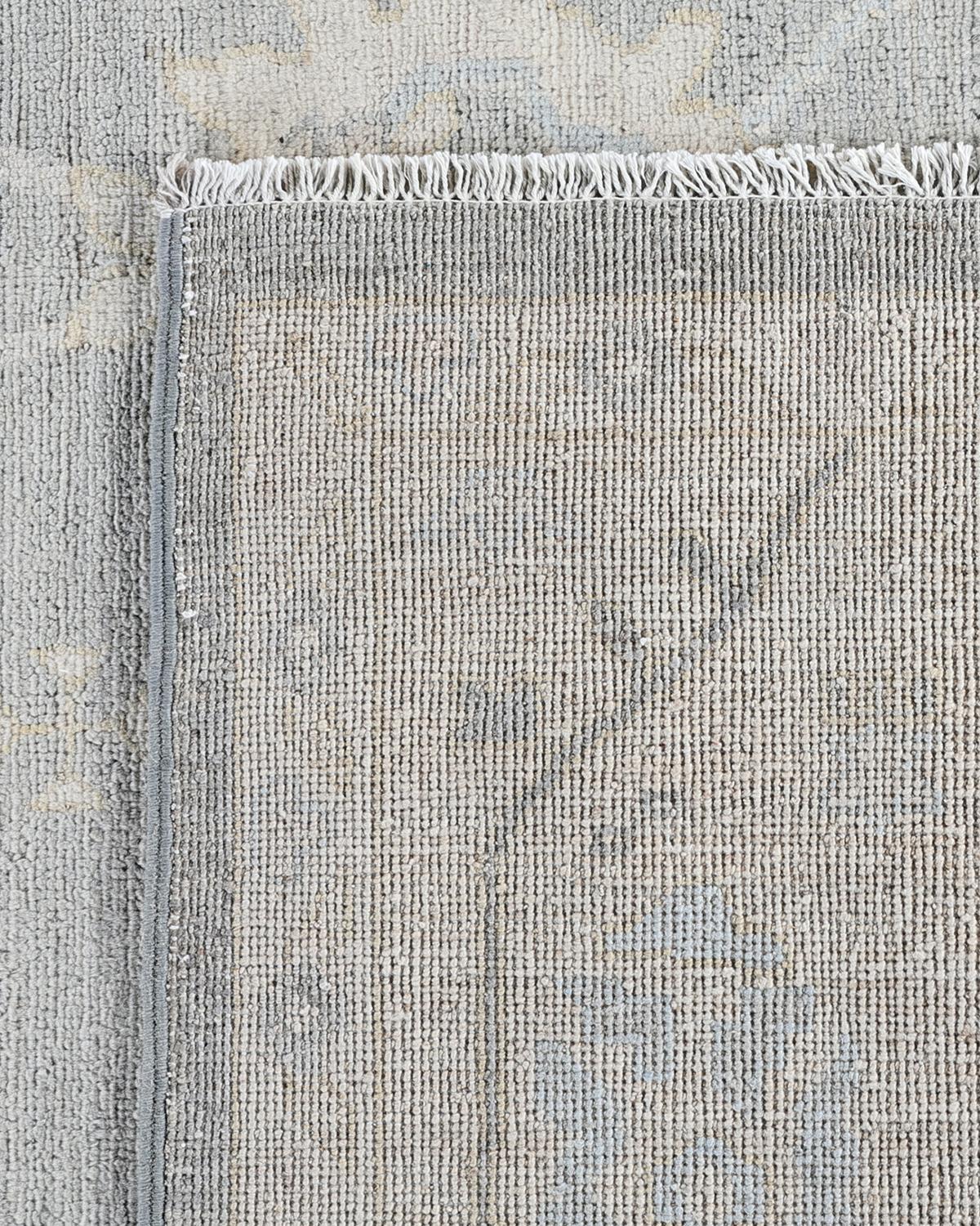 Tapis traditionnel Oushak noué à la main gris clair 7' 10