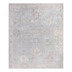 Traditional Oushak Hand Knotted Wool Light Gray Area Rug 7
 11" x 9
 4"