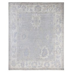 Traditional Oushak Hand Knotted Wool Light Gray Area Rug 7
 11" x 9
 8"