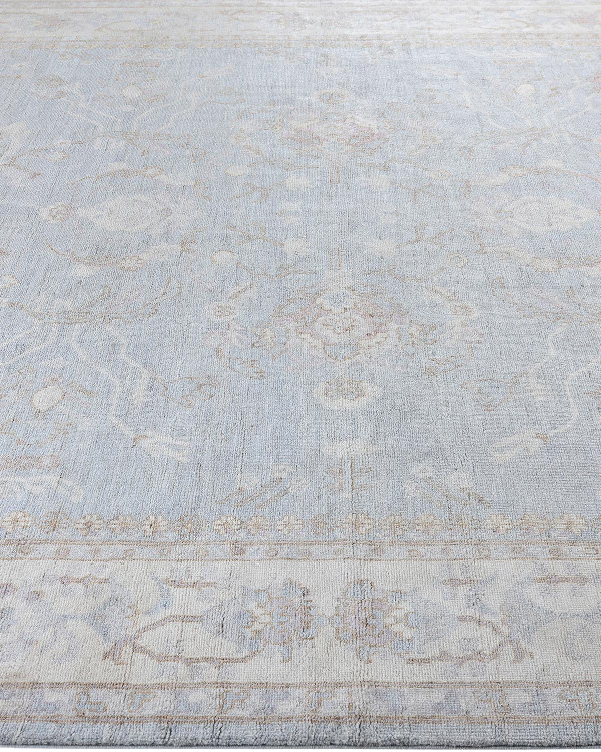 Noué à la main Traditional Oushak Tapis de sol en laine nouée à la main gris clair 8' 1