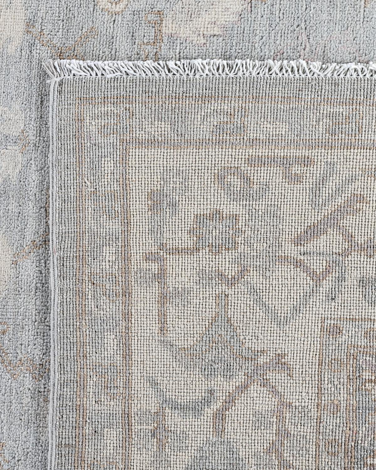 Traditional Oushak Tapis de sol en laine nouée à la main gris clair 8' 1