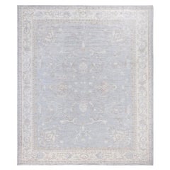 Traditional Oushak Hand Knotted Wool Light Gray Area Rug 8' 1" x 9' 6"