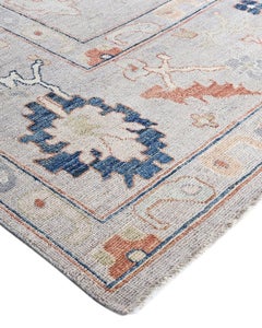 Traditional Oushak Hand Knotted Wool Light Gray Area Rug 8' 10" x 12' 5"