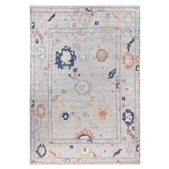 Traditional Oushak Hand Knotted Wool Light Gray Area Rug 8' 10" x 12' 5"