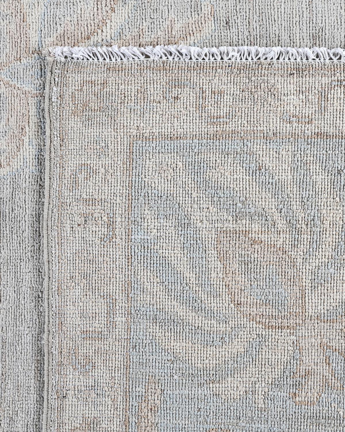 Traditioneller handgeknüpfter Oushak-Teppich aus Wolle in Hellgrau 8' 2
