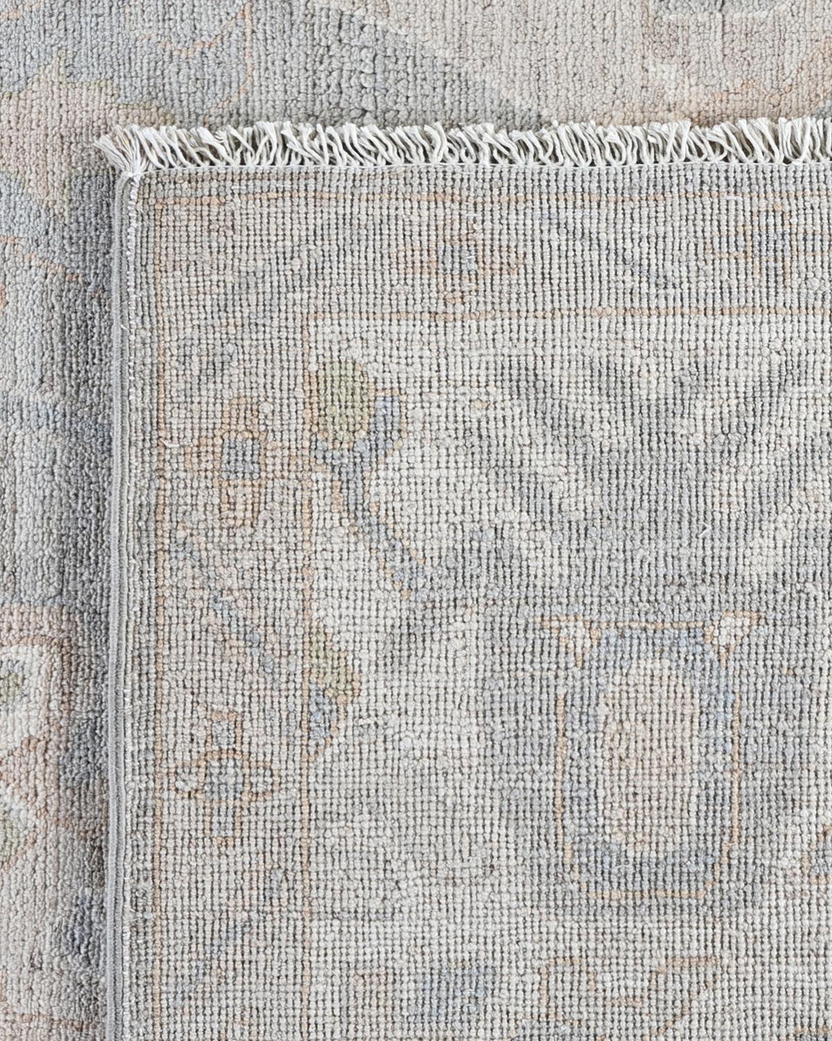 Alfombra tradicional Oushak de lana anudada a mano, gris claro 8' 3