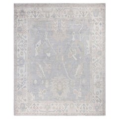 Alfombra tradicional Oushak de lana anudada a mano, gris claro 8' 3" x 9' 11