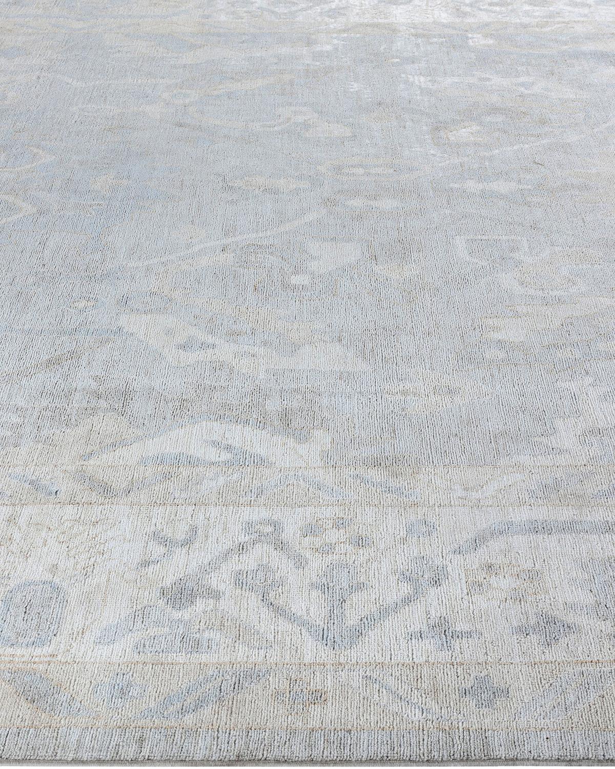 Noué à la main Traditional Oushak Tapis de zone en laine nouée à la main gris clair 8' 9