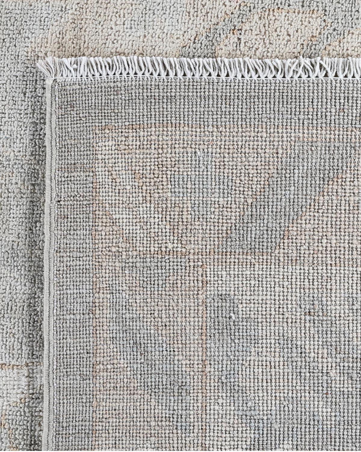 Traditional Oushak Tapis de zone en laine nouée à la main gris clair 8' 9