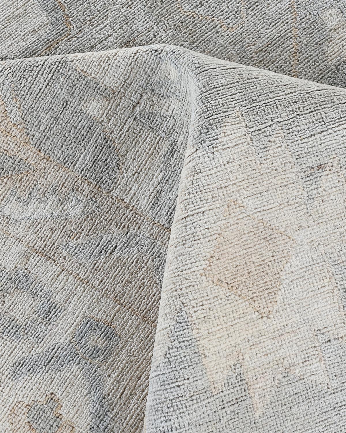 Laine Traditional Oushak Tapis de zone en laine nouée à la main gris clair 8' 9