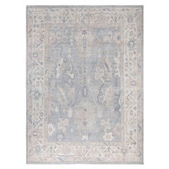Traditional Oushak Hand Knotted Wool Light Gray Area Rug 8
 9" x 11
 10"
