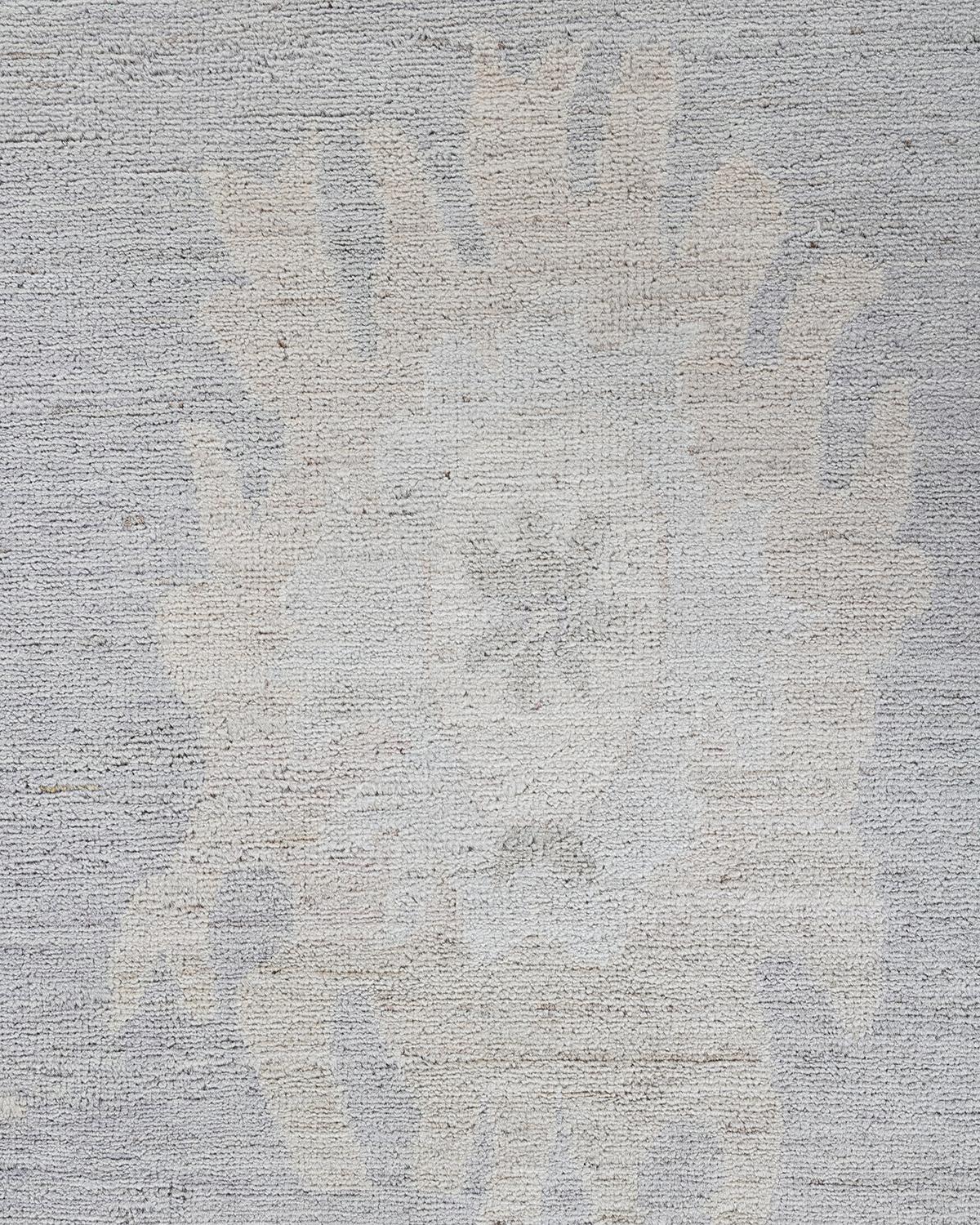 Alfombra tradicional Oushak de lana anudada a mano, gris claro 9' 0
