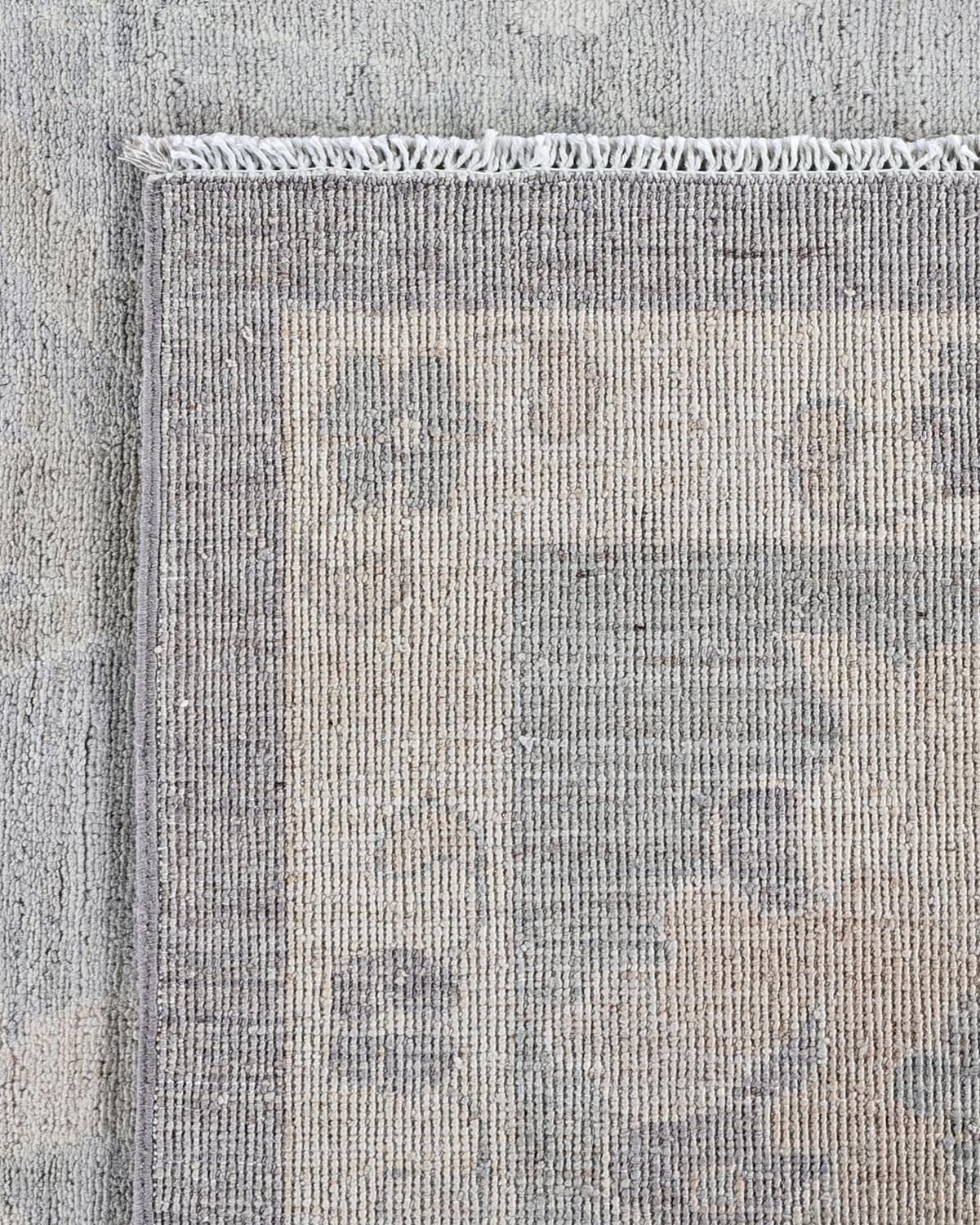 Alfombra tradicional Oushak de lana anudada a mano, gris claro 9' 0