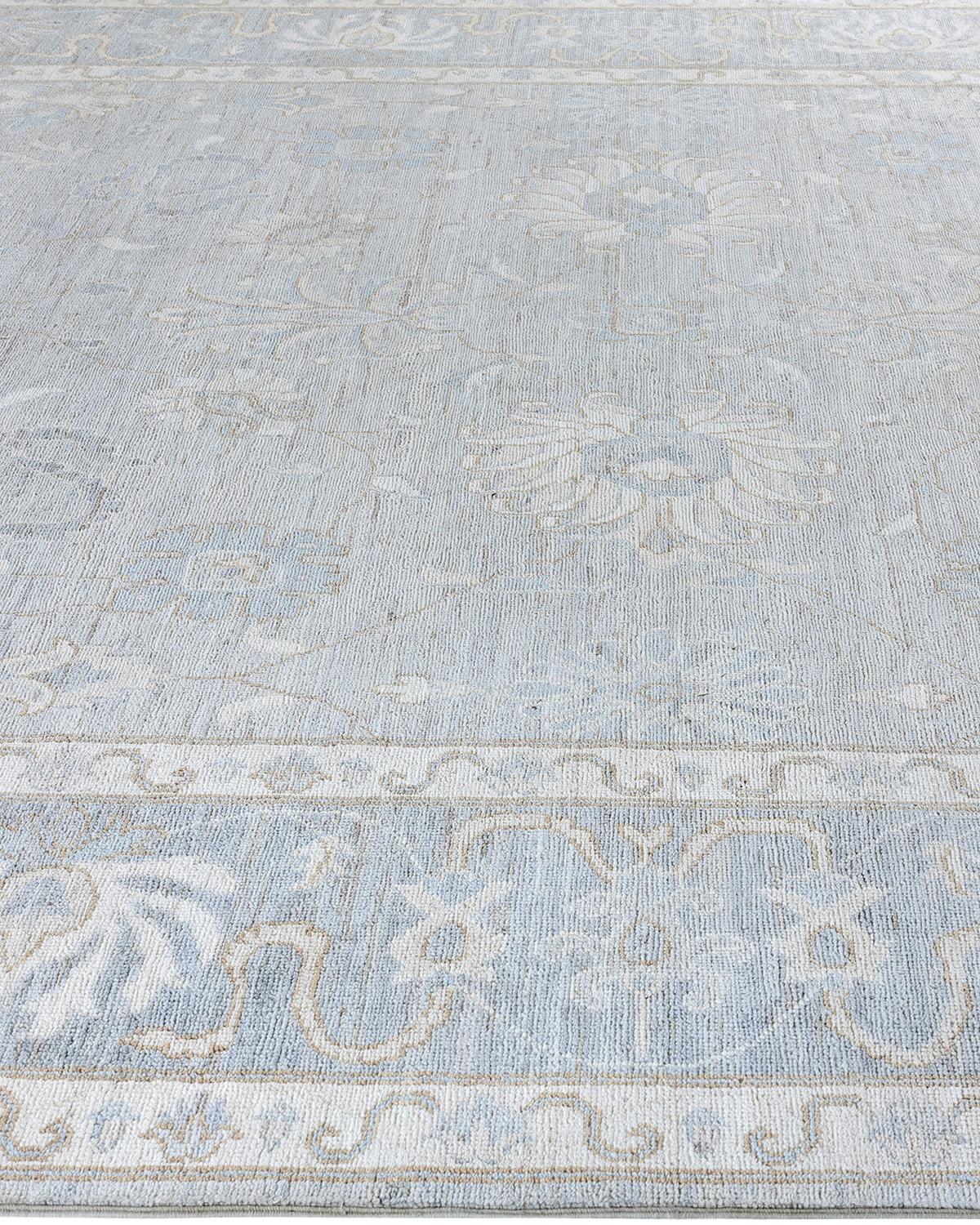 Noué à la main Tapis traditionnel Oushak noué à la main gris clair 9' 1