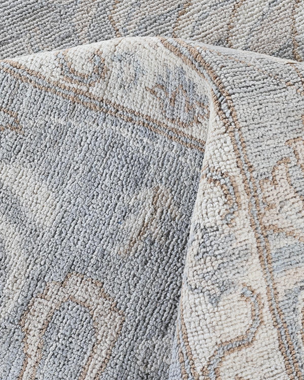 Laine Tapis traditionnel Oushak noué à la main gris clair 9' 1