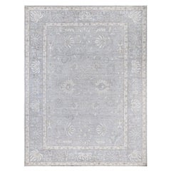 Alfombra tradicional Oushak de lana anudada a mano, gris claro 9' 1" x 12' 0