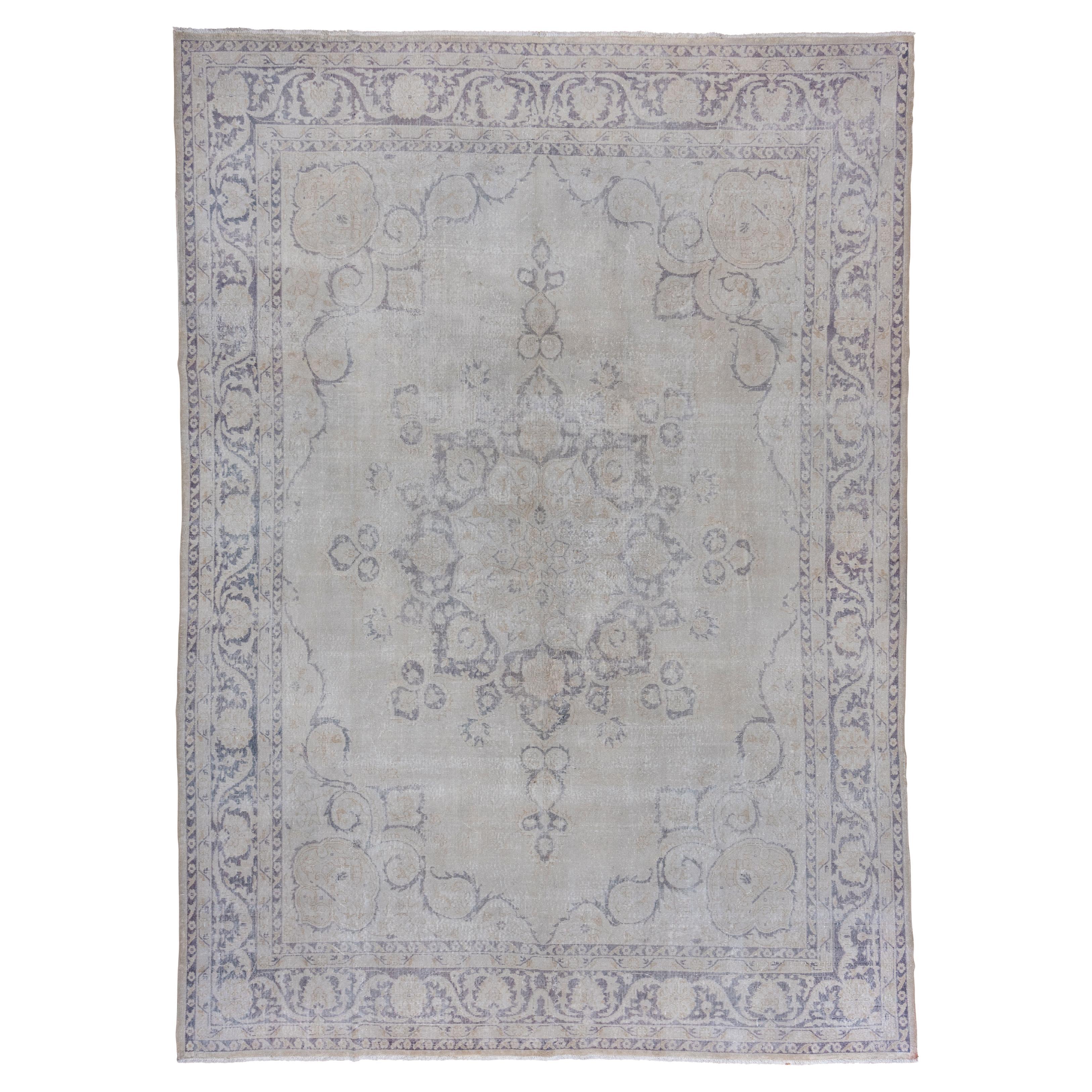 Traditioneller Oushak in Grau und Blau im Angebot