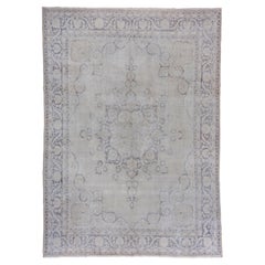 Antique Traditional Oushak in Grey and Blue